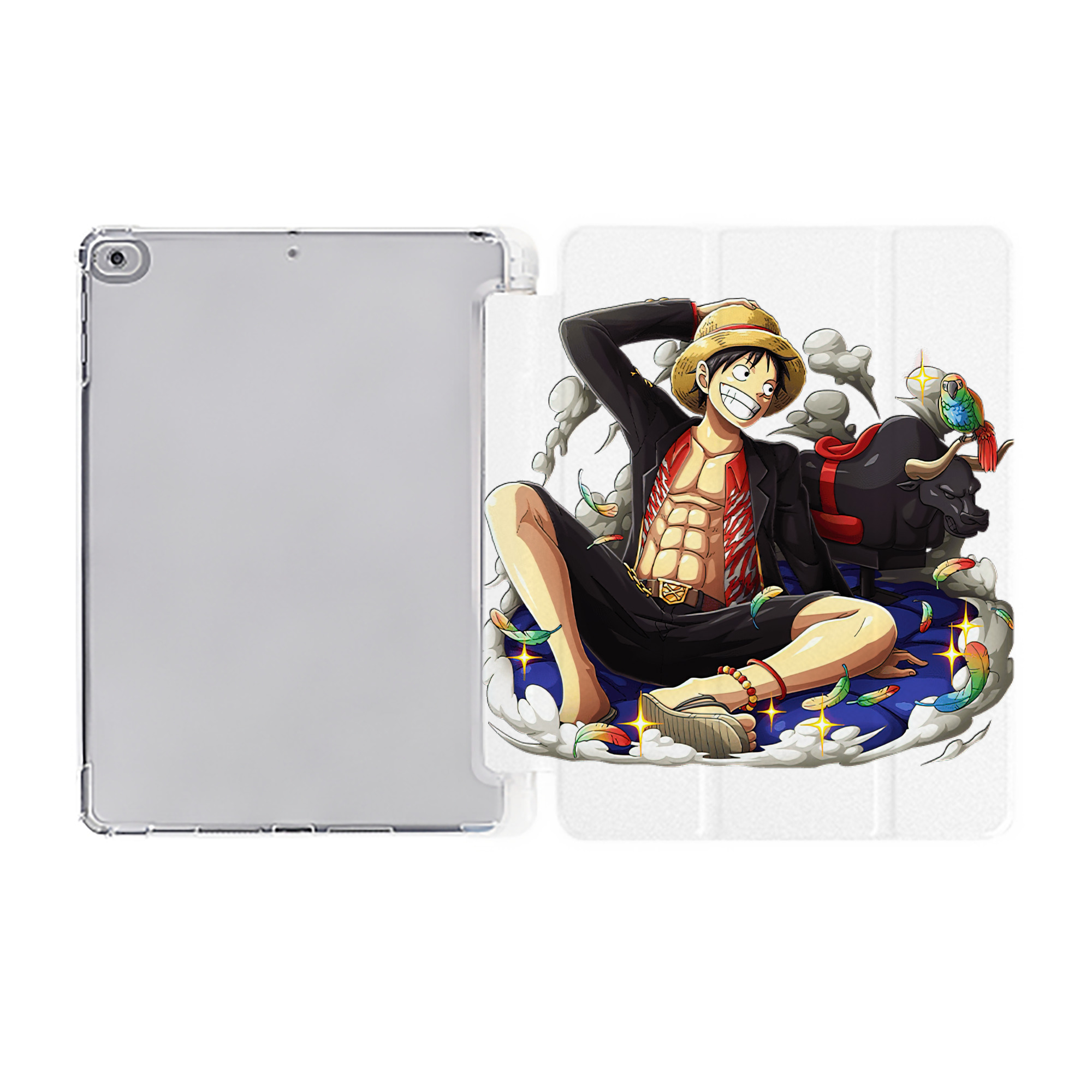 （画像用） ワンピース モンキー・D・ルフィ ONE PIECE Monkey D. Luffy IPad ケース ペン収納付き 三つ折りスタンド PUレザー×シリコン 対応機種9.5/10.5/10.9インチ